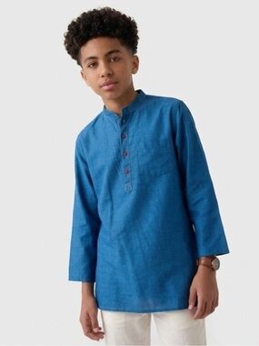Fabindia Boys Blue Kurta Cotton Festive Diwali Wedding Size 4-6